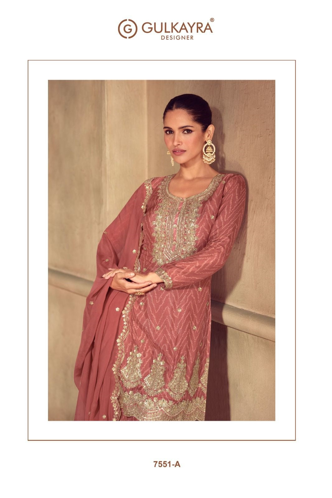 Sonika Gulkayra Designer Chinon Readymade Plazzo Style Suits Exporter India