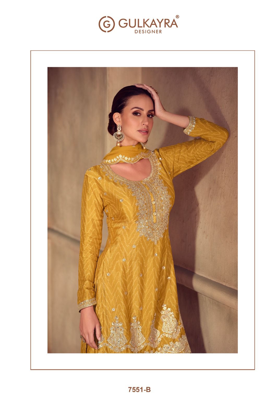 Sonika Gulkayra Designer Chinon Readymade Plazzo Style Suits Exporter India