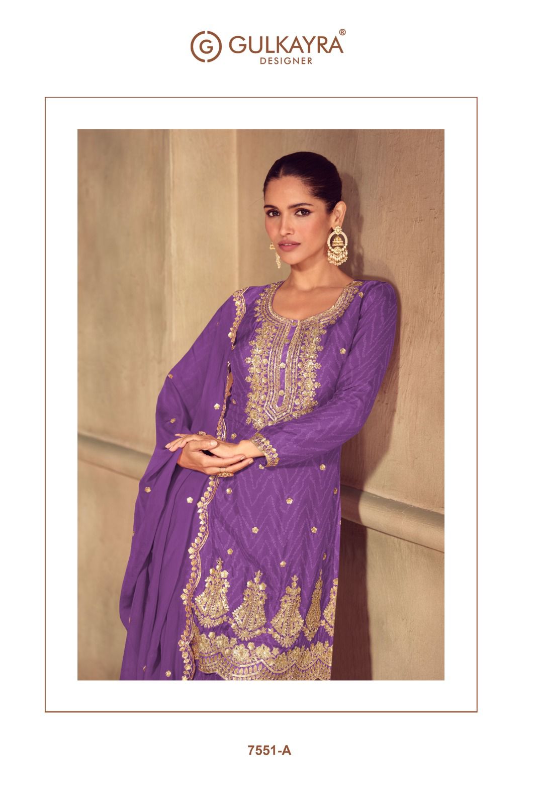 Sonika Gulkayra Designer Chinon Readymade Plazzo Style Suits Exporter India