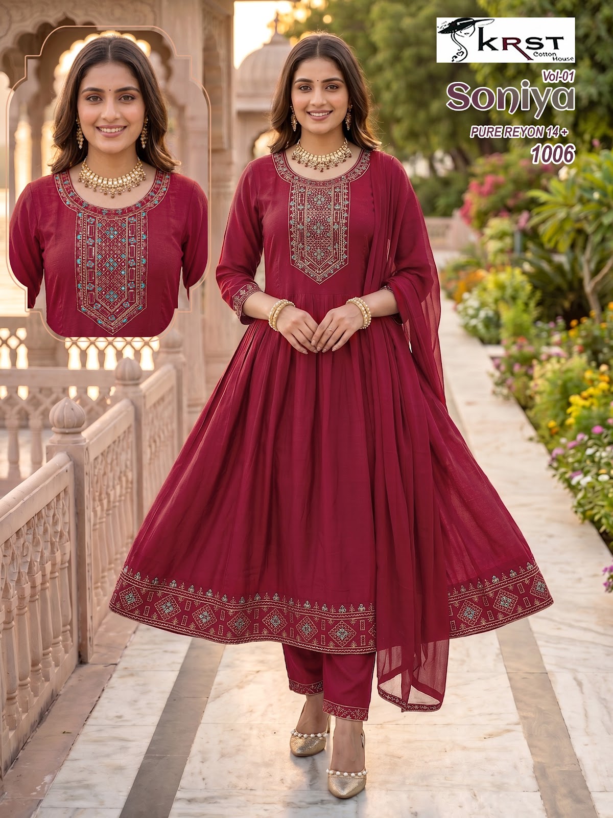 Soniya Vol 1 Krst Reyon Readymade Anarkali Suits Exporter Ahmedabad