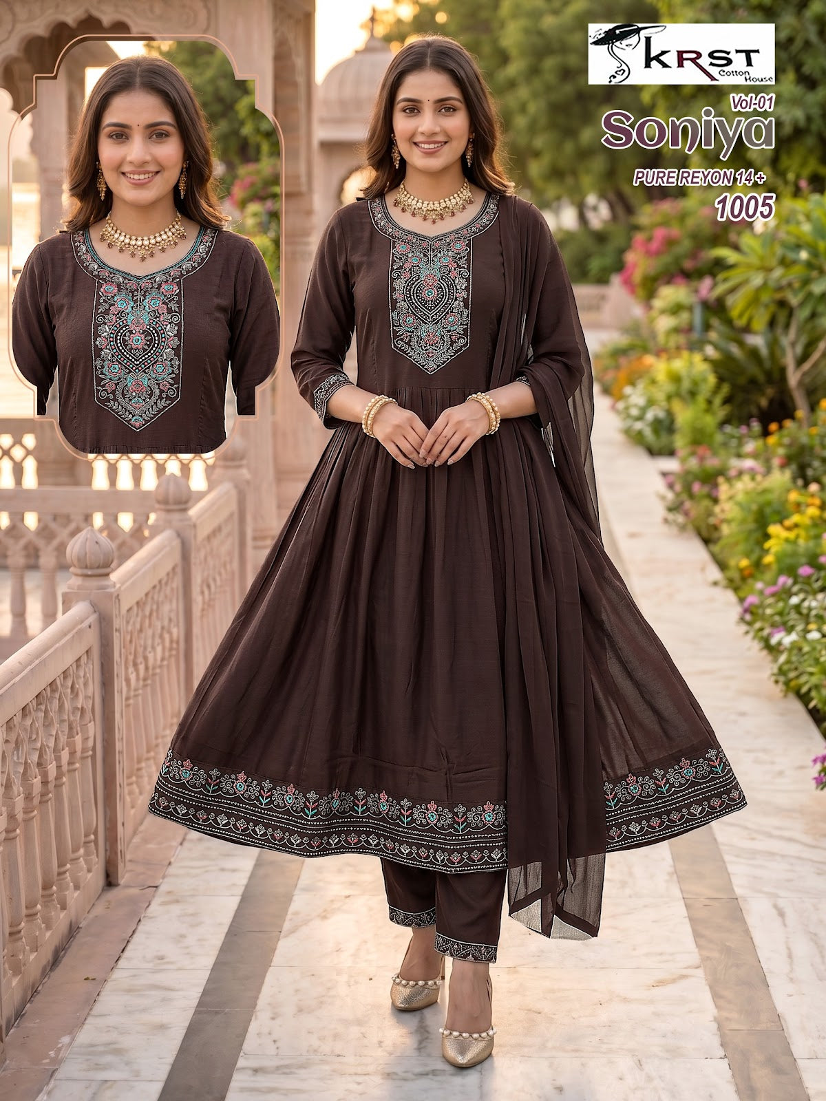 Soniya Vol 1 Krst Reyon Readymade Anarkali Suits Exporter Ahmedabad