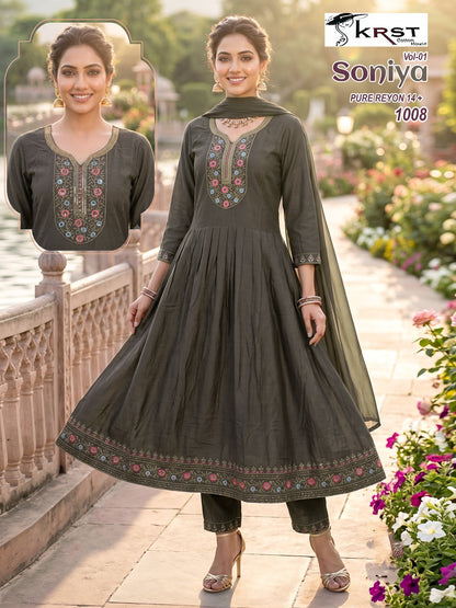Soniya Vol 1 Krst Reyon Readymade Anarkali Suits Exporter Ahmedabad