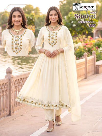 Soniya Vol 1 Krst Reyon Readymade Anarkali Suits Exporter Ahmedabad