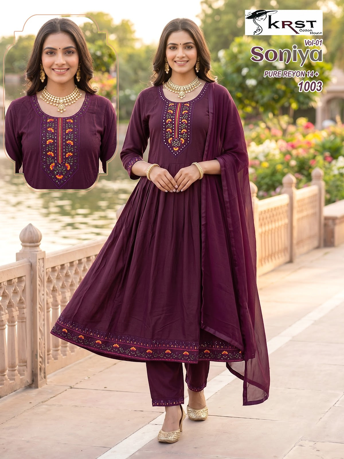 Soniya Vol 1 Krst Reyon Readymade Anarkali Suits Exporter Ahmedabad