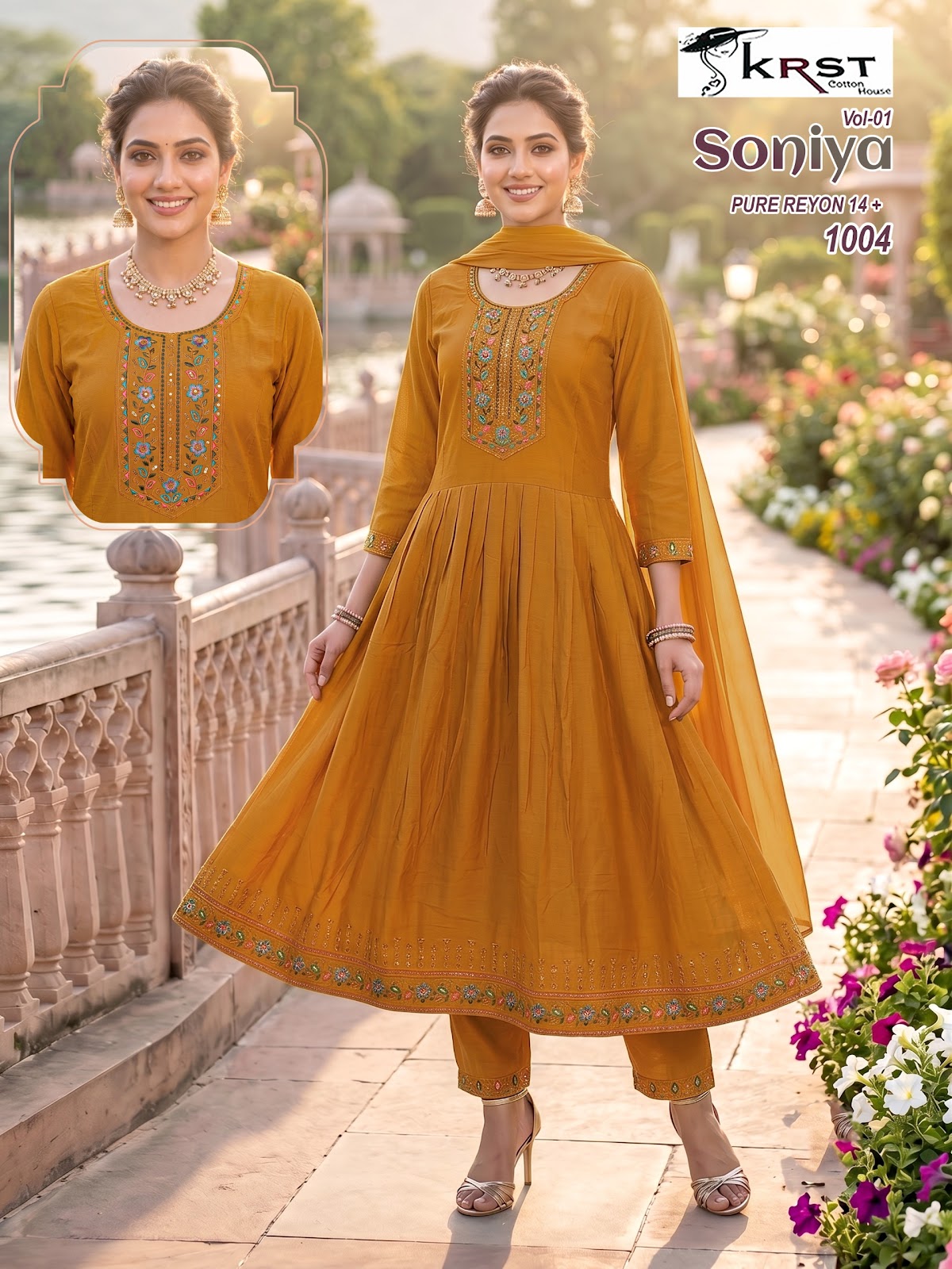 Soniya Vol 1 Krst Reyon Readymade Anarkali Suits Exporter Ahmedabad