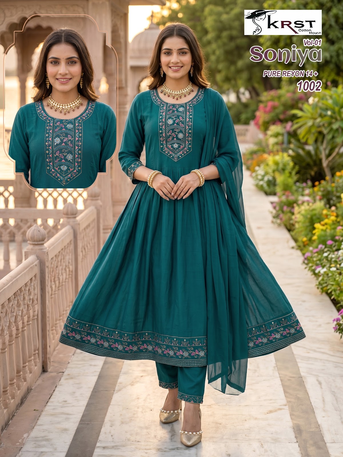 Soniya Vol 1 Krst Reyon Readymade Anarkali Suits Exporter Ahmedabad