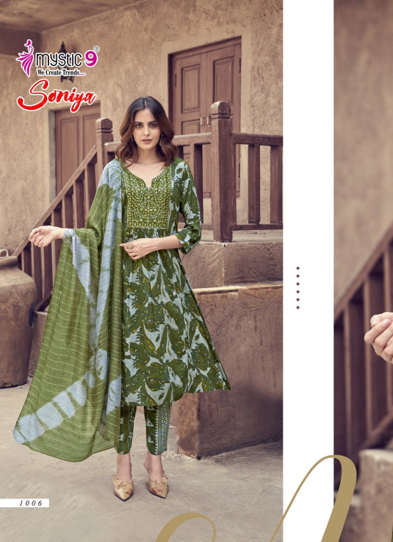 Soniya Vol 1 Mystic 9 Rayon Readymade Pant Style Suits Supplier Gujarat