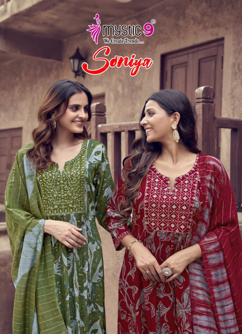 Soniya Vol 1 Mystic 9 Rayon Readymade Pant Style Suits Supplier Gujarat