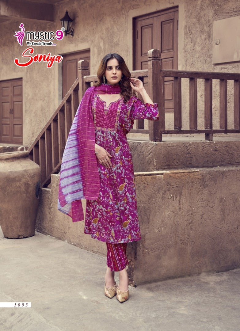 Soniya Vol 1 Mystic 9 Rayon Readymade Pant Style Suits Supplier Gujarat