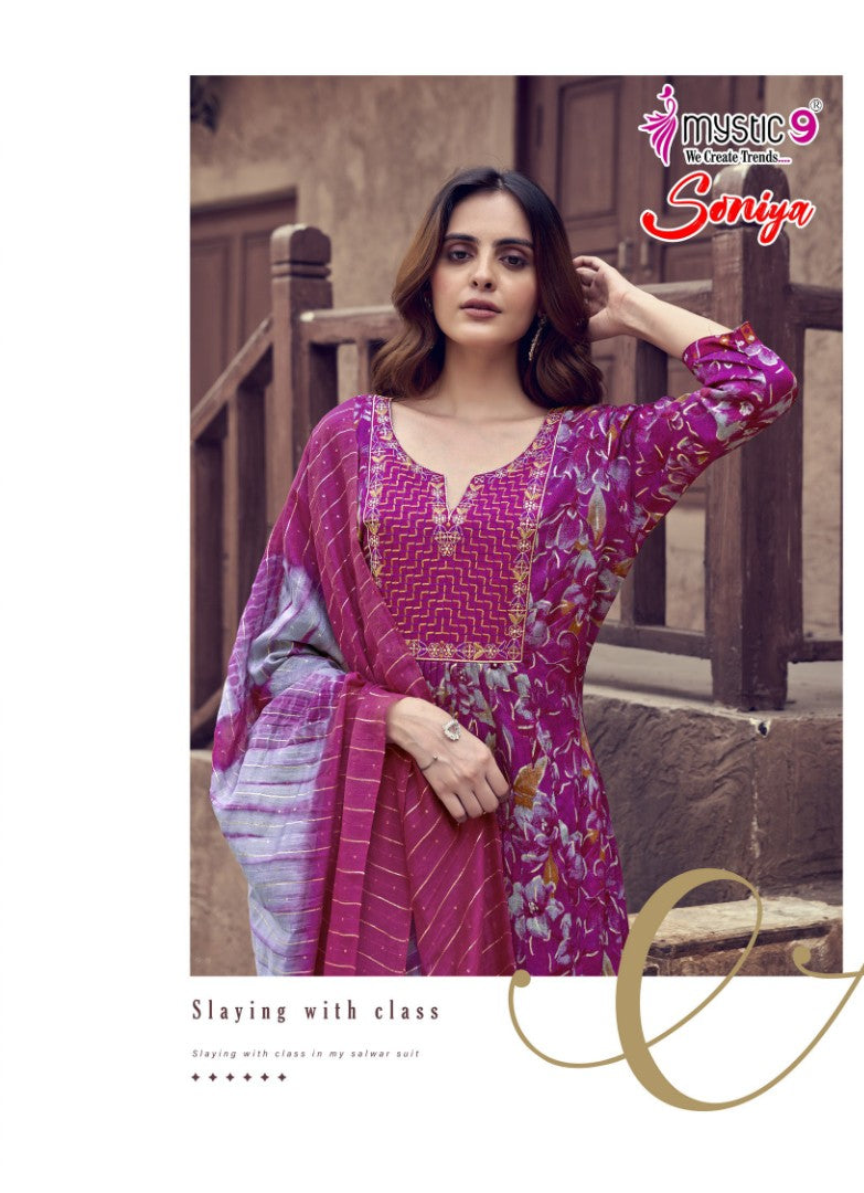 Soniya Vol 1 Mystic 9 Rayon Readymade Pant Style Suits Supplier Gujarat