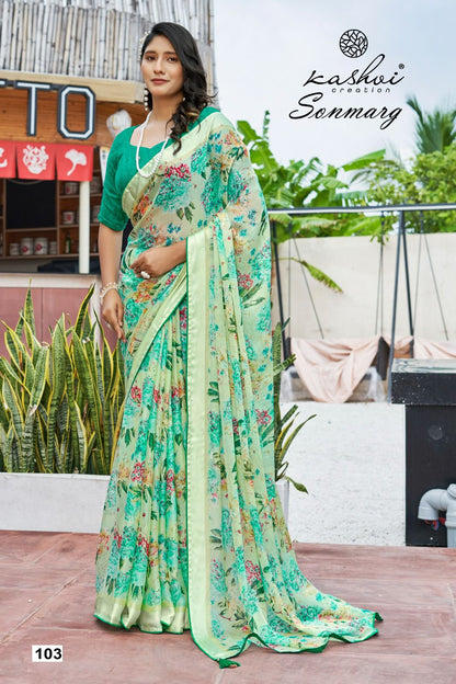 Sonmarg Kashvi Creation Moss Sarees Exporter Ahmedabad