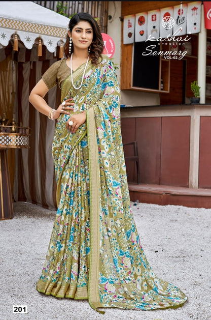 Sonmarg Vol 2 Kashvi Creation Moss Sarees Manufacturer Gujarat