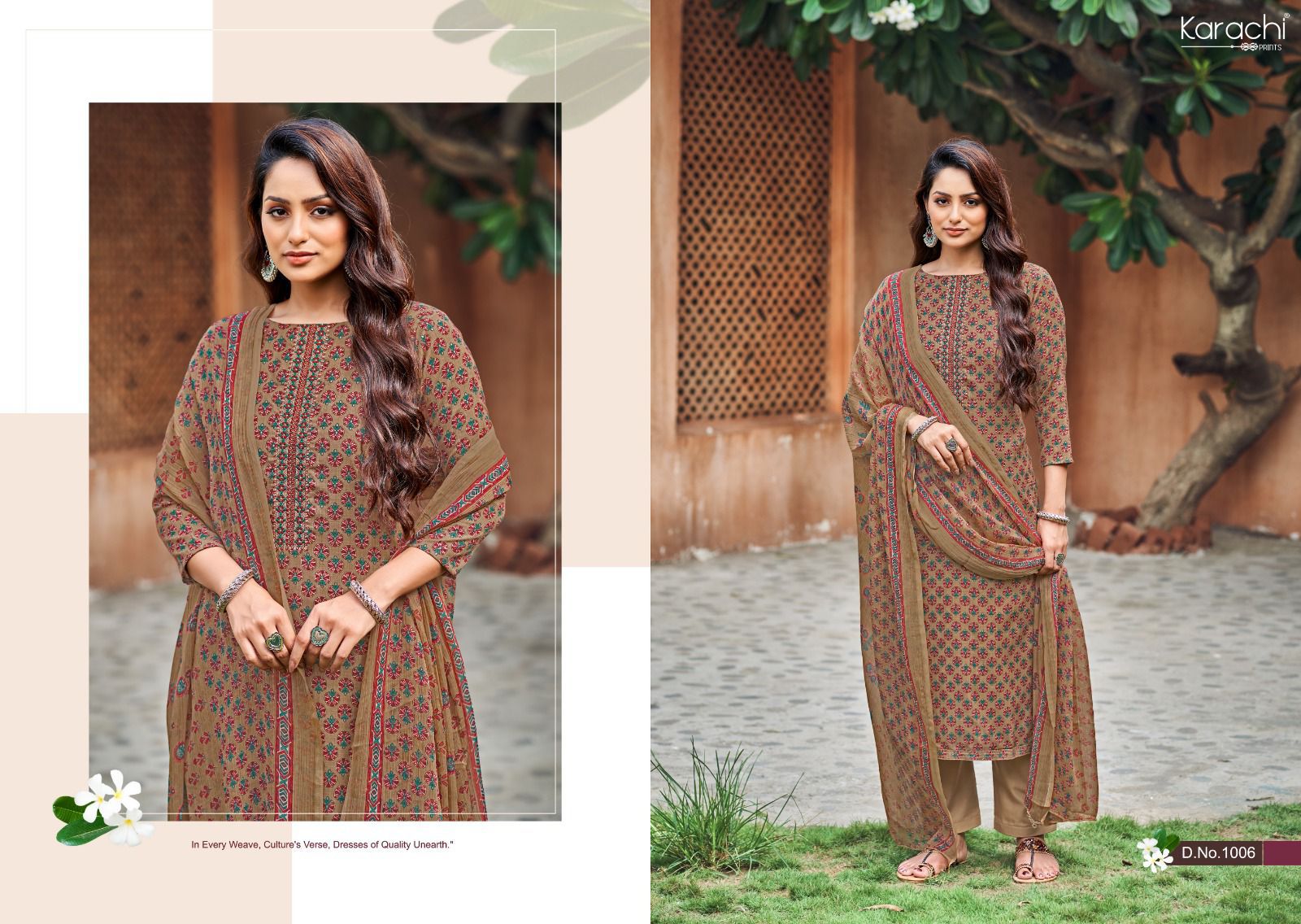 Sonpari Karachi Prints Slub Cotton Pant Style Suits Manufacturer Gujarat