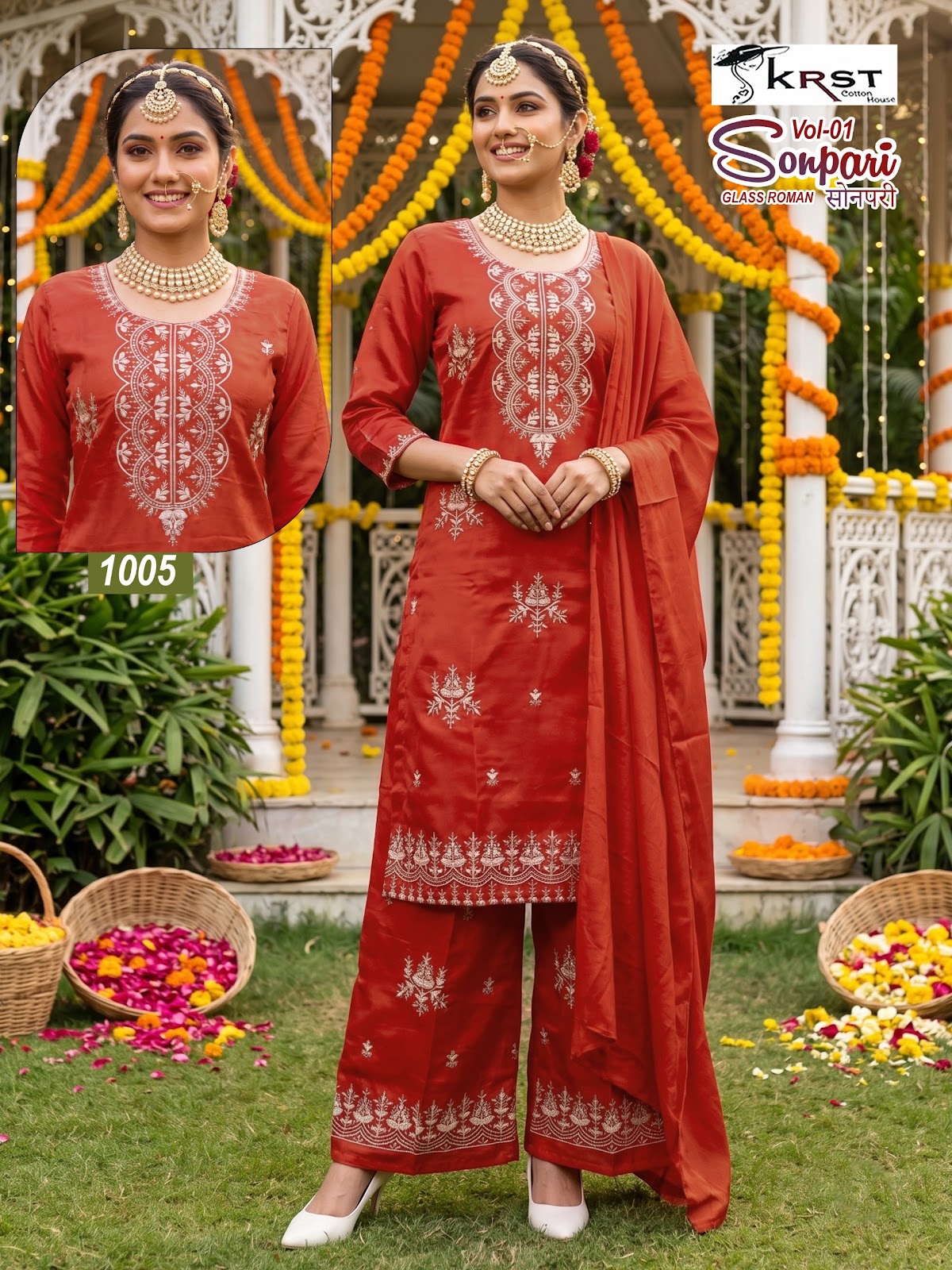 Sonpari Krst Roman Readymade Plazzo Style Suits Exporter