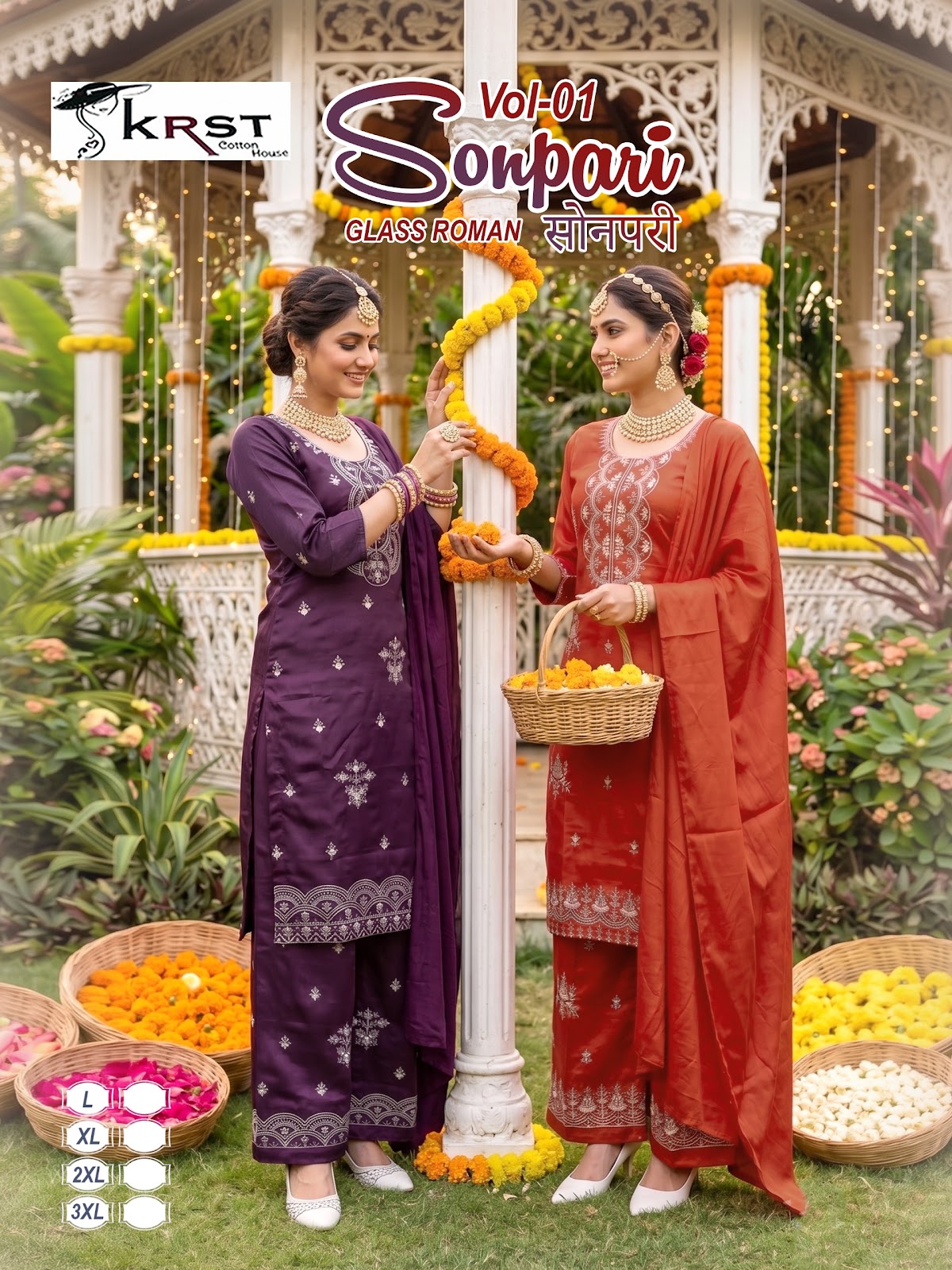 Sonpari Krst Roman Readymade Plazzo Style Suits Exporter