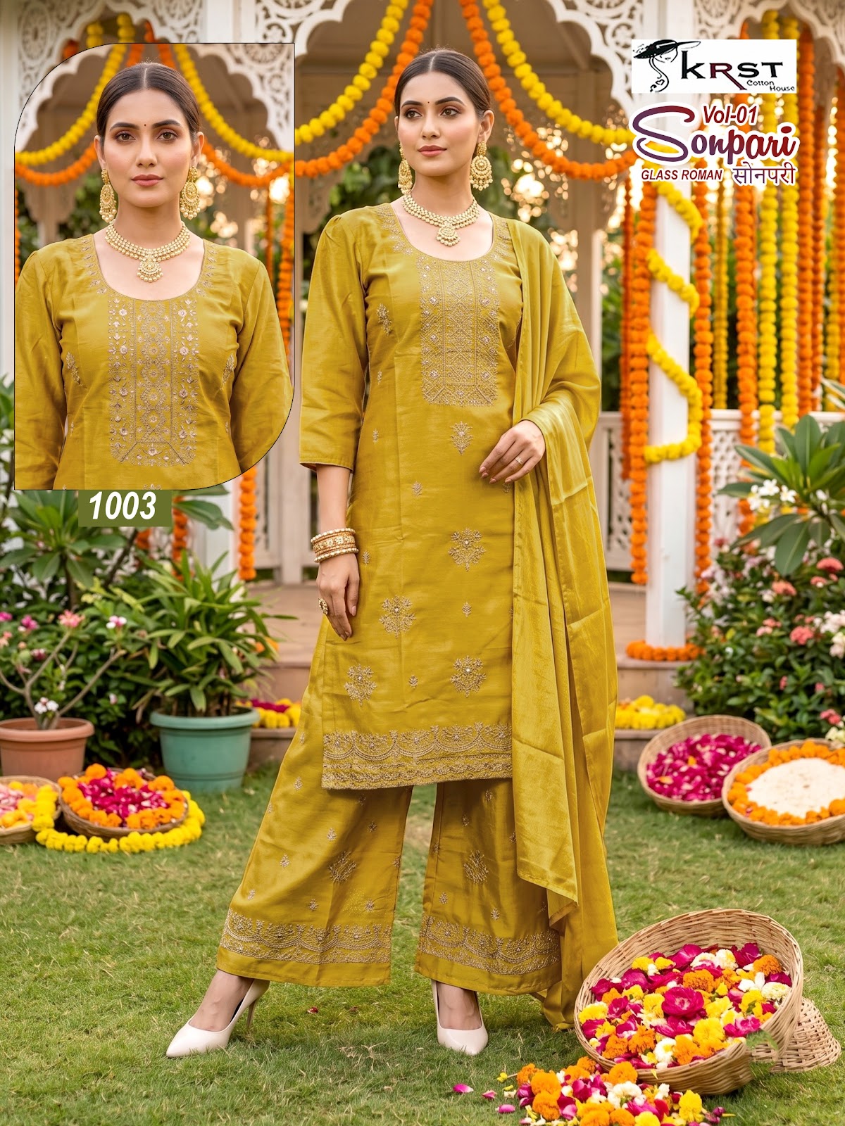 Sonpari Krst Roman Readymade Plazzo Style Suits Exporter
