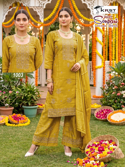 Sonpari Krst Roman Readymade Plazzo Style Suits Exporter