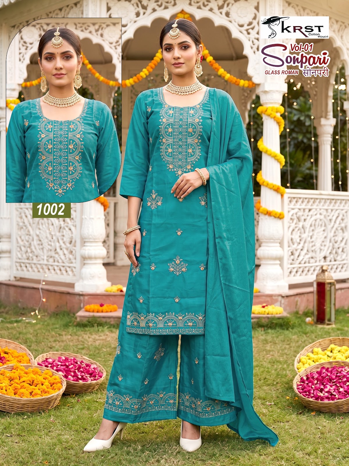 Sonpari Krst Roman Readymade Plazzo Style Suits Exporter