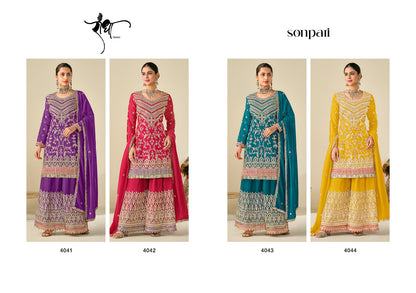 Sonpari Radha Trendz Chinon Readymade Sharara Suits Wholesaler Ahmedabad