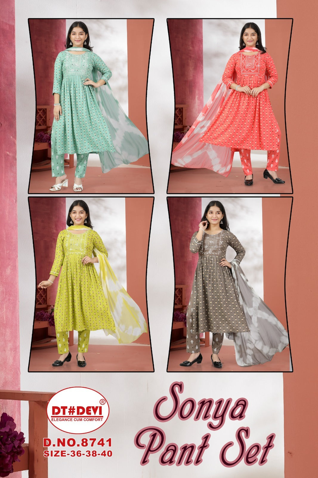 Sonya 8741 Dt Devi Rayon Readymade Pant Style Suits Supplier Ahmedabad
