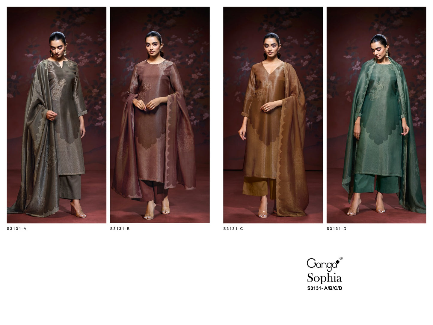 Sophia 3131 Ganga Premium Bemberg Plazzo Style Suits Wholesale Rate