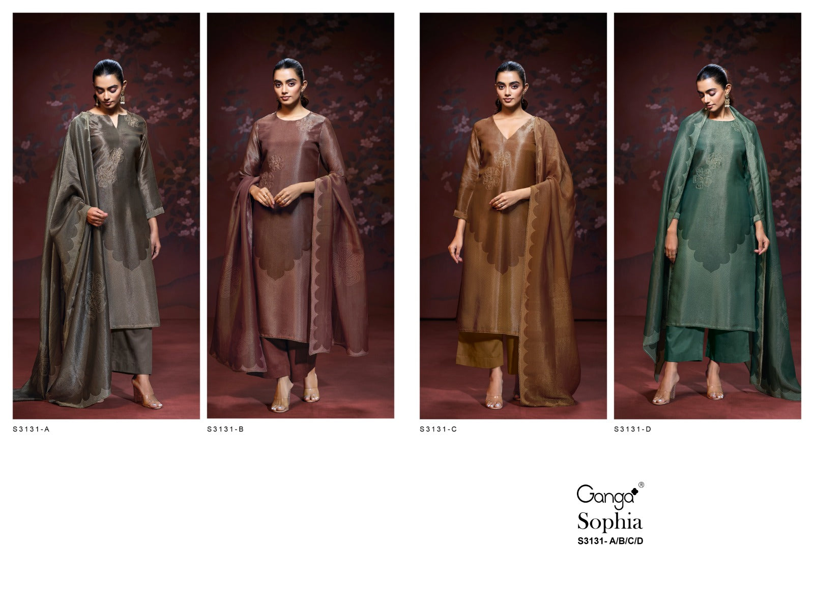 Sophia 3131 Ganga Premium Bemberg Plazzo Style Suits Wholesale Rate