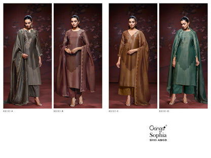 Sophia 3131 Ganga Premium Bemberg Plazzo Style Suits Wholesale Rate