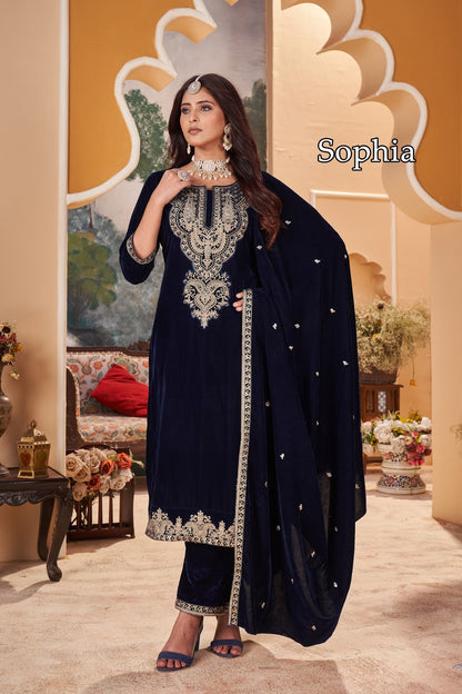 Sophia Afsana Readymade Velvet Suits Wholesaler India