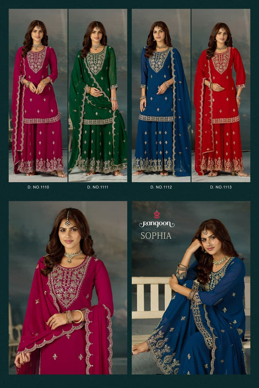 Sophia Rangoon Georgette Readymade Plazzo Style Suits Exporter India