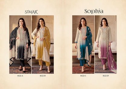 Sophia Simar Twill Organza Pant Style Suits Wholesale Rate