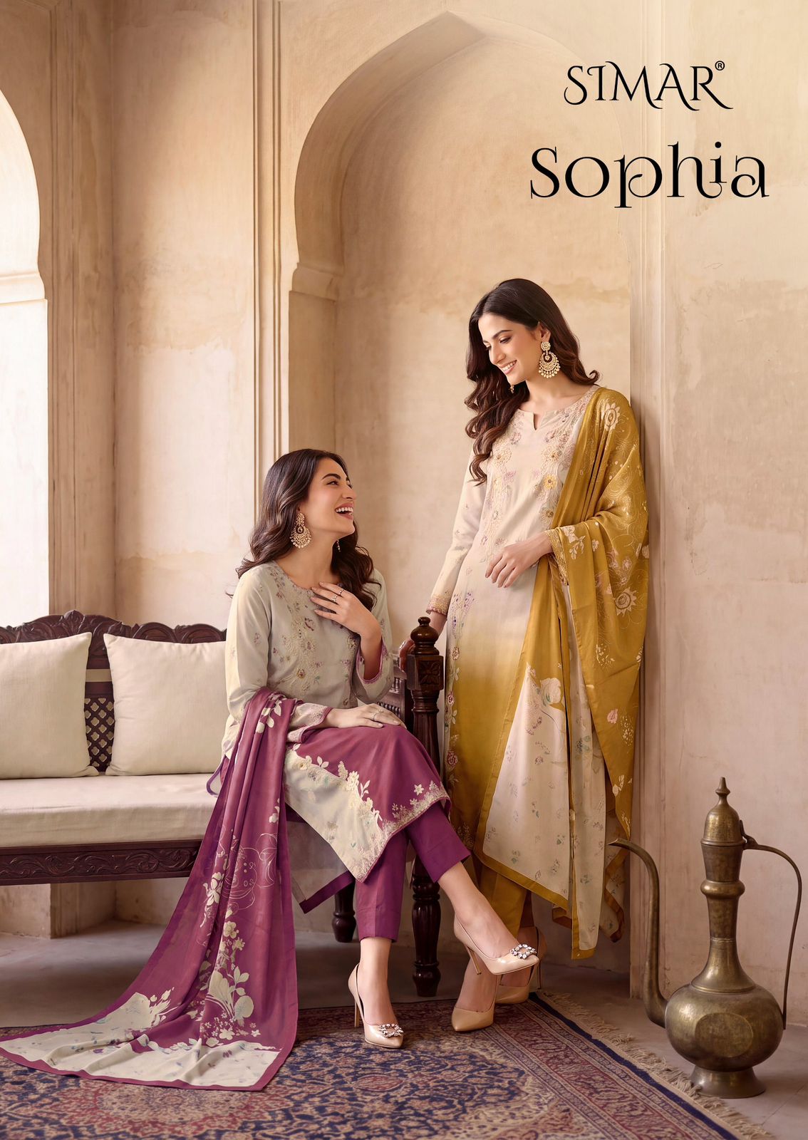 Sophia Simar Twill Organza Pant Style Suits Wholesale Rate