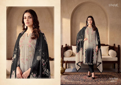 Sophia Simar Twill Organza Pant Style Suits Wholesale Rate