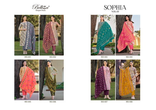 Sophia Vol 3 Belliza Designer Studio Pure Cotton Pant Style Suits