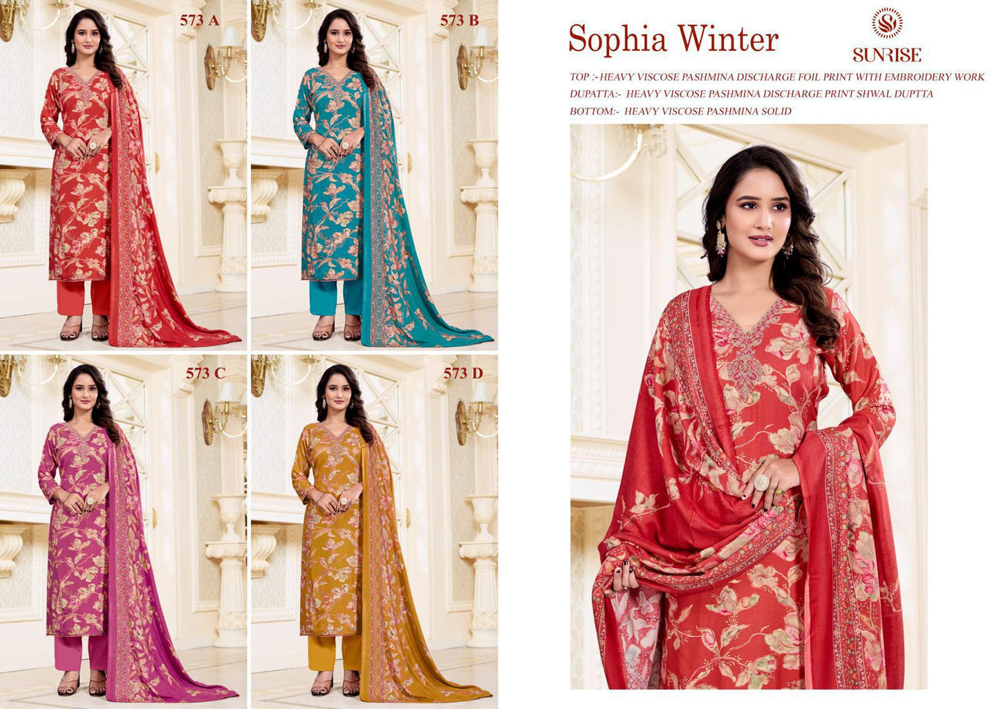 Sophia Winter Sunrise Pashmina Suits Exporter Ahmedabad