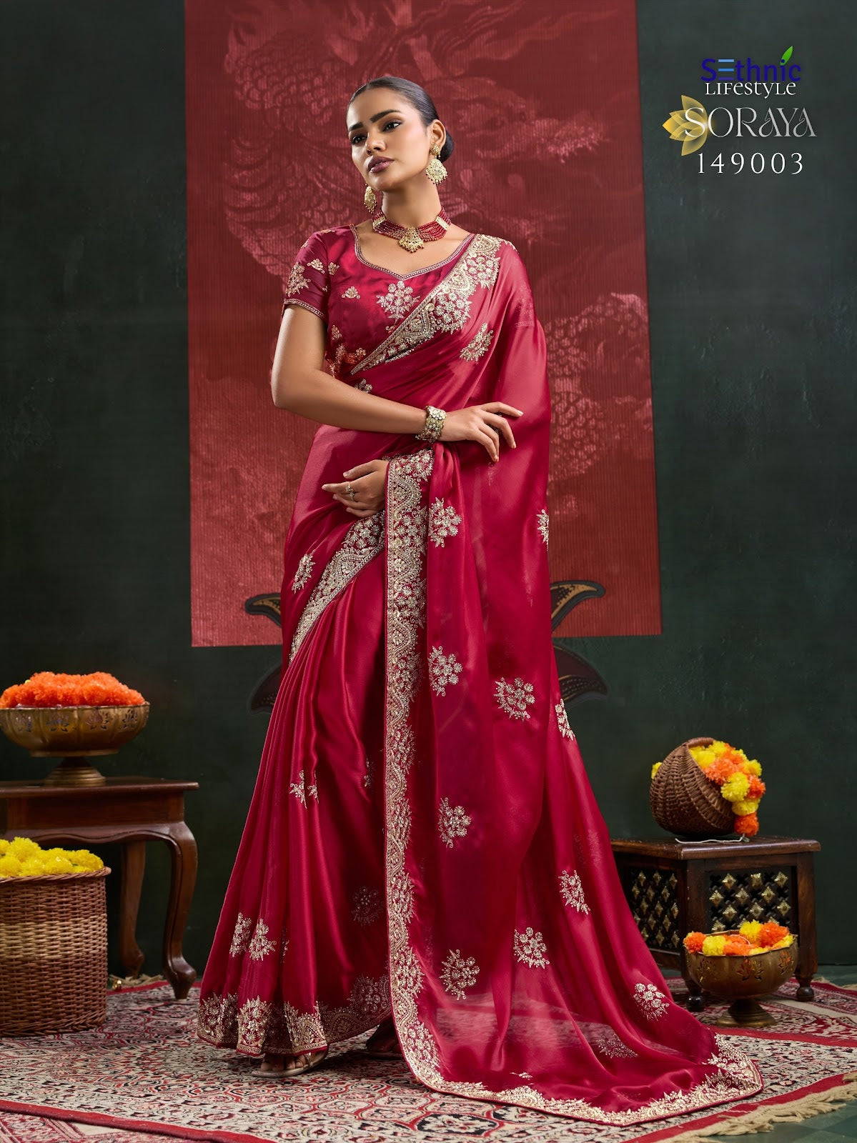 Soraya Sethnic Satin Sarees Wholesale Price