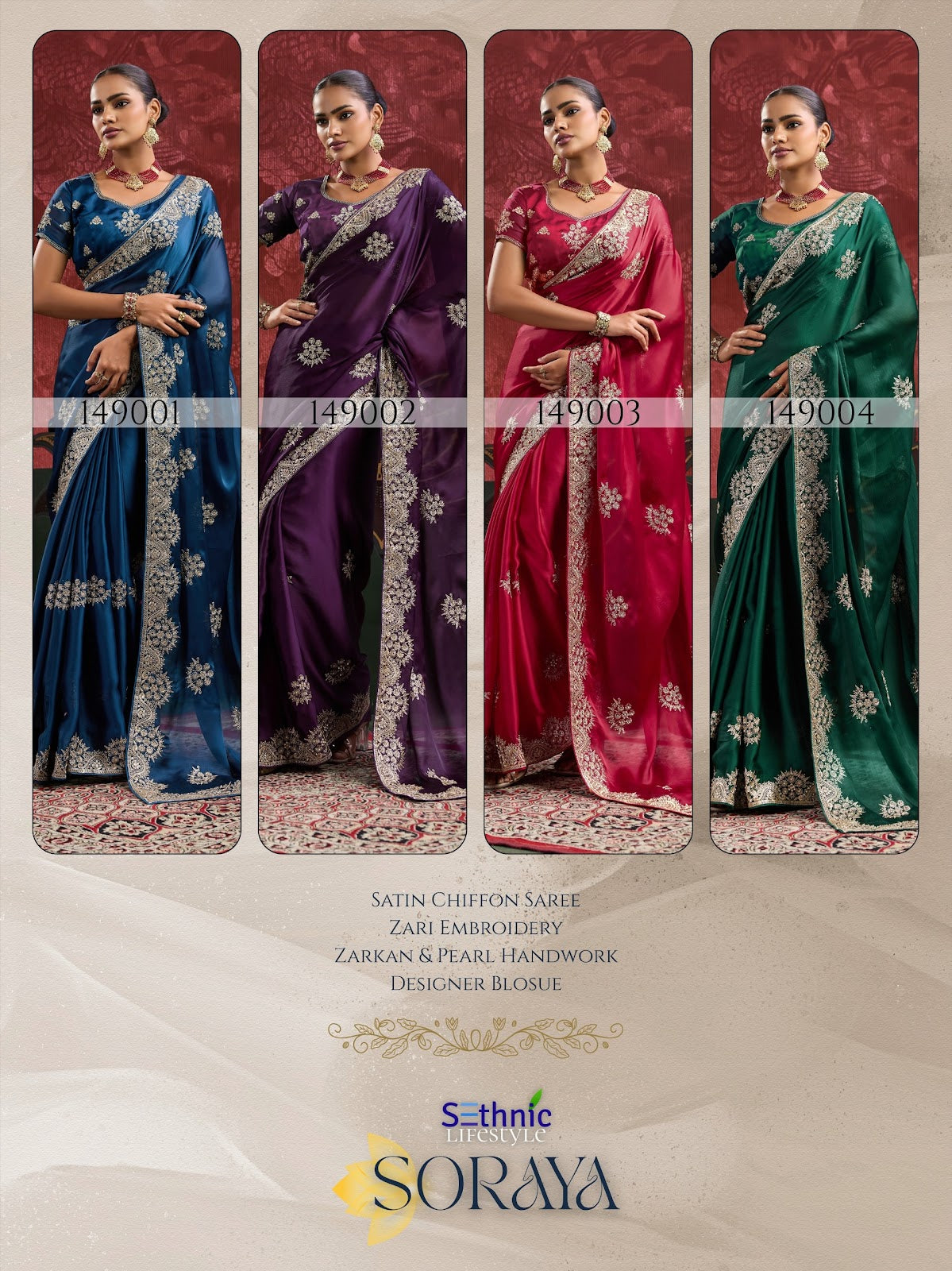 Soraya Sethnic Satin Sarees Wholesale Price