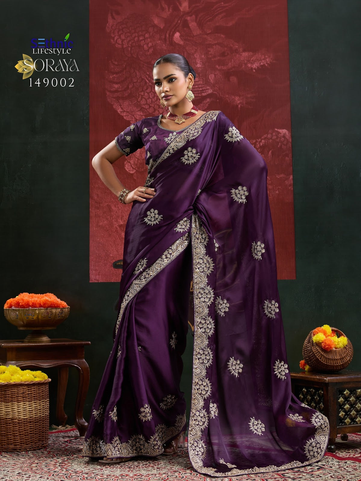 Soraya Sethnic Satin Sarees Wholesale Price