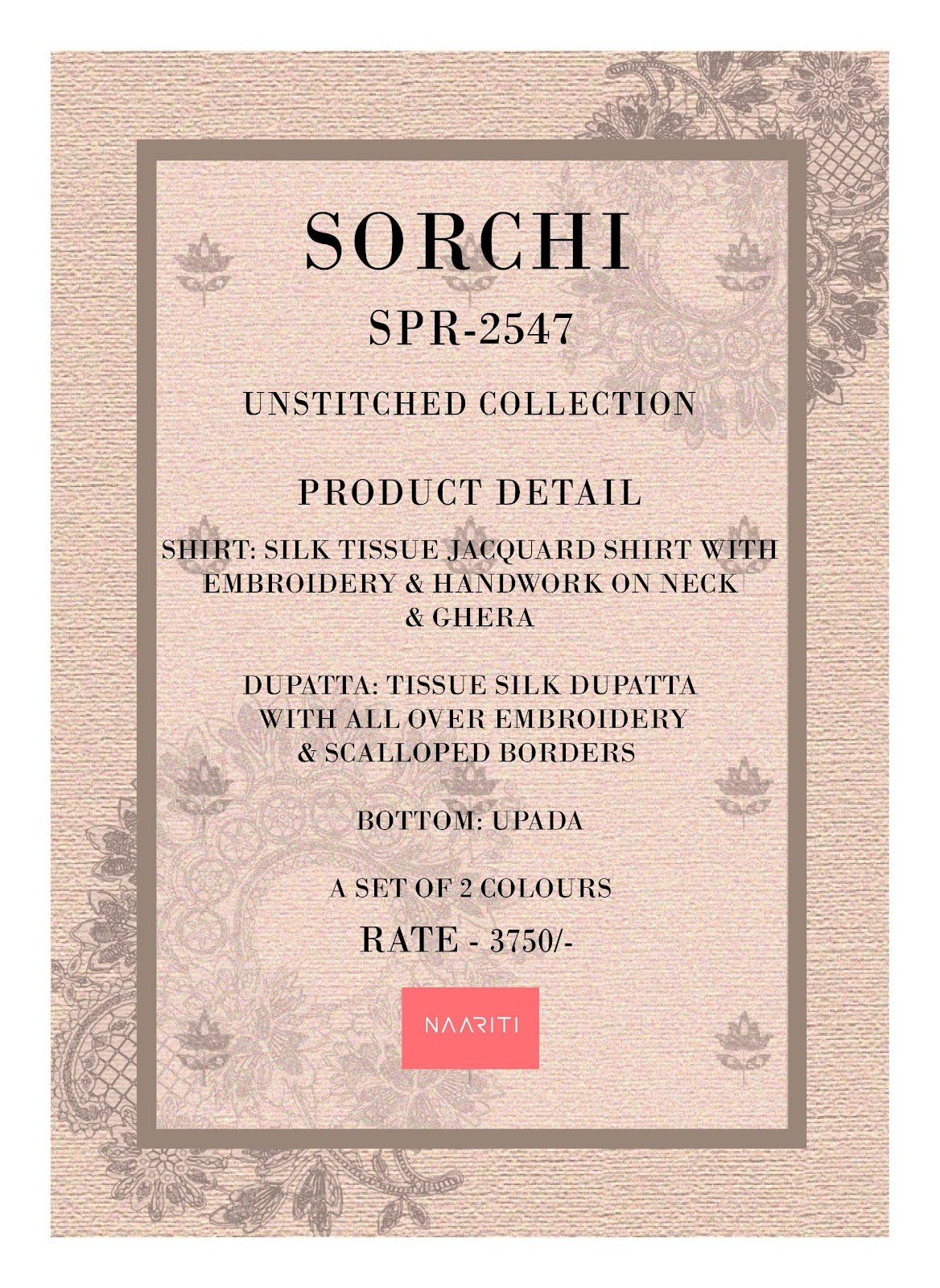 Sorchi Naariti Tissue Silk Pant Style Suits Manufacturer Gujarat