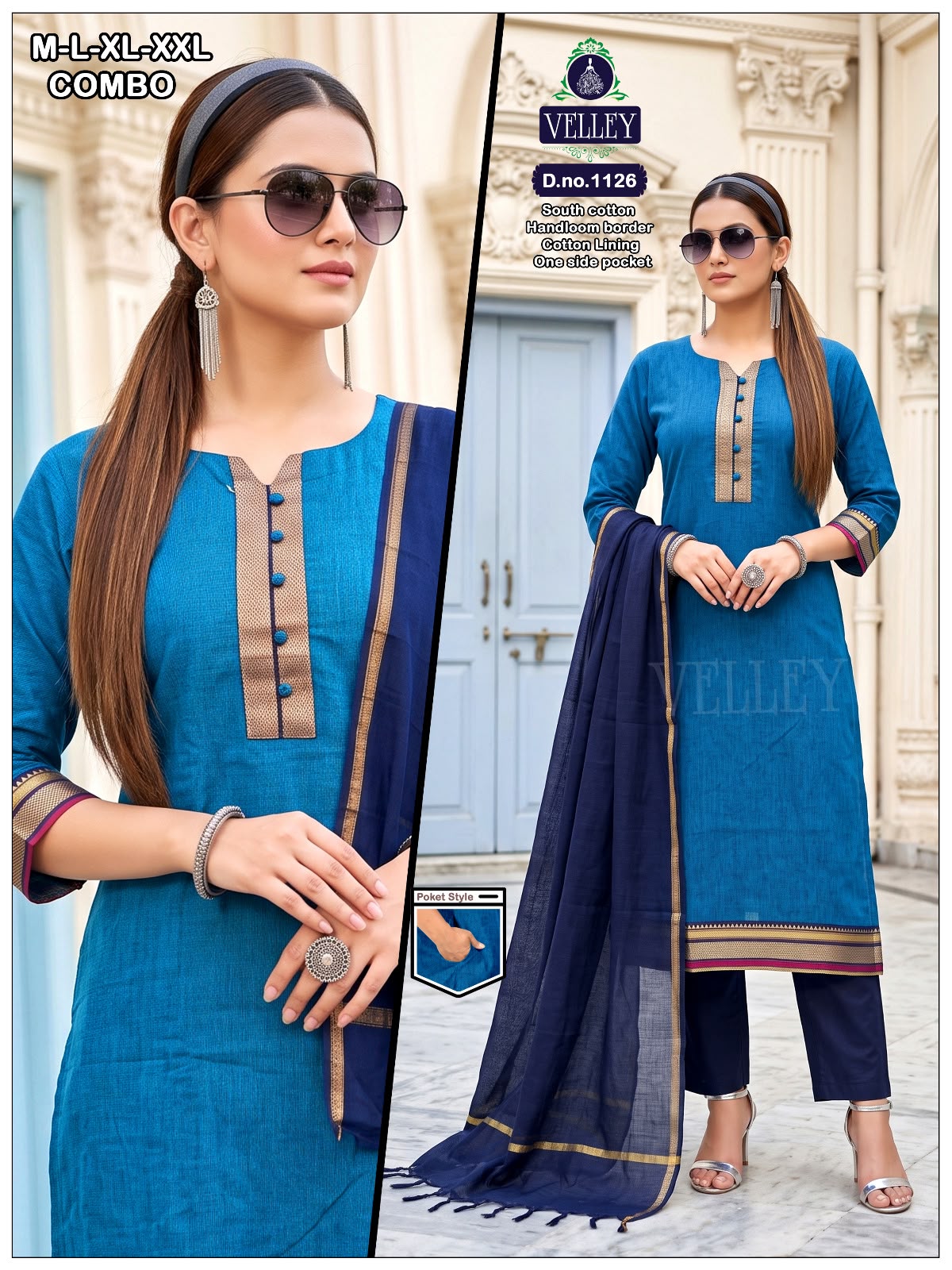 South Cotton 141026 Velley Readymade Pant Style Suits Manufacturer India