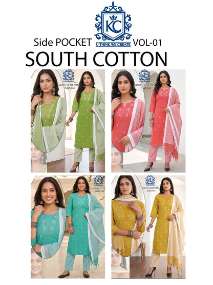 South Cotton Vol 1 Kcf Readymade Pant Style Suits Supplier Gujarat