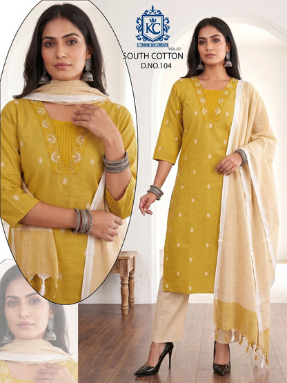 South Cotton Vol 1 Kcf Readymade Pant Style Suits Supplier Gujarat