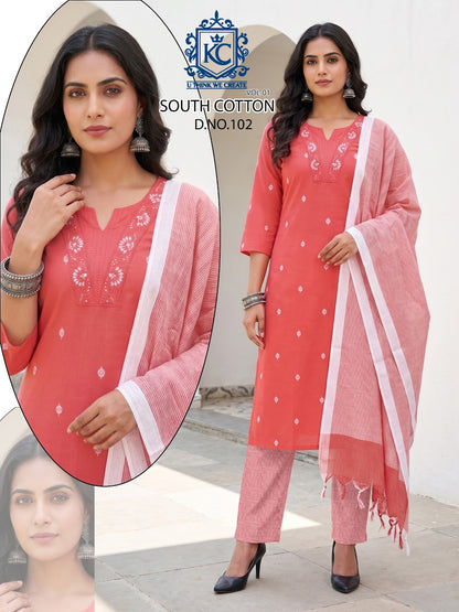 South Cotton Vol 1 Kcf Readymade Pant Style Suits Supplier Gujarat