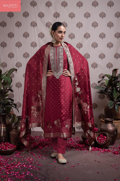 Sovree Naariti Silk Jacquard Pant Style Suits Wholesale Rate