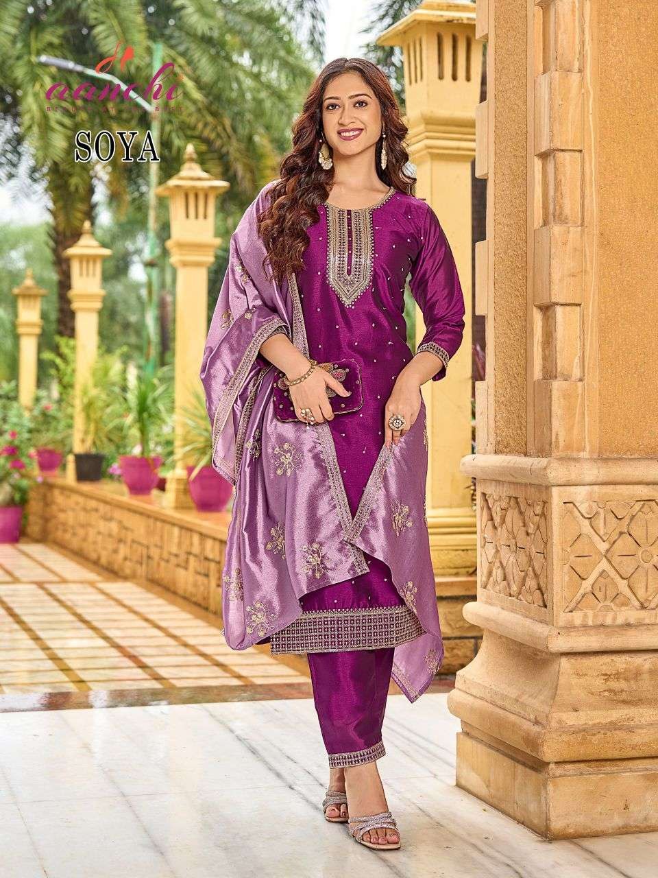 Soya Aanchi Crystal Silk Readymade Pant Style Suits Manufacturer India
