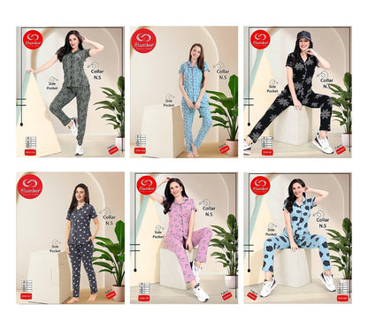 Sp001-0309 Slumber Cotton Collar Night Suits Wholesaler