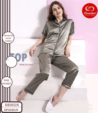 Sp502 Slumber Imported Satin Night Suits Manufacturer Ahmedabad