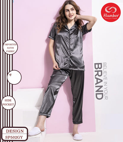 Sp502 Slumber Imported Satin Night Suits Manufacturer Ahmedabad
