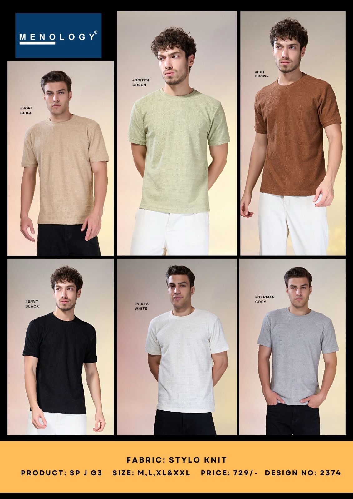 Sp J G3 D No 2374 Menology Knit Mens Tshirts Exporter India