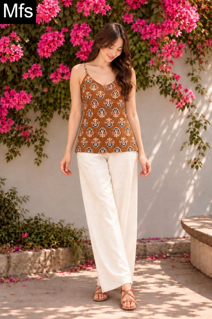 Spaghetti Straps Mfs Cotton Stylish Short Tops Exporter India