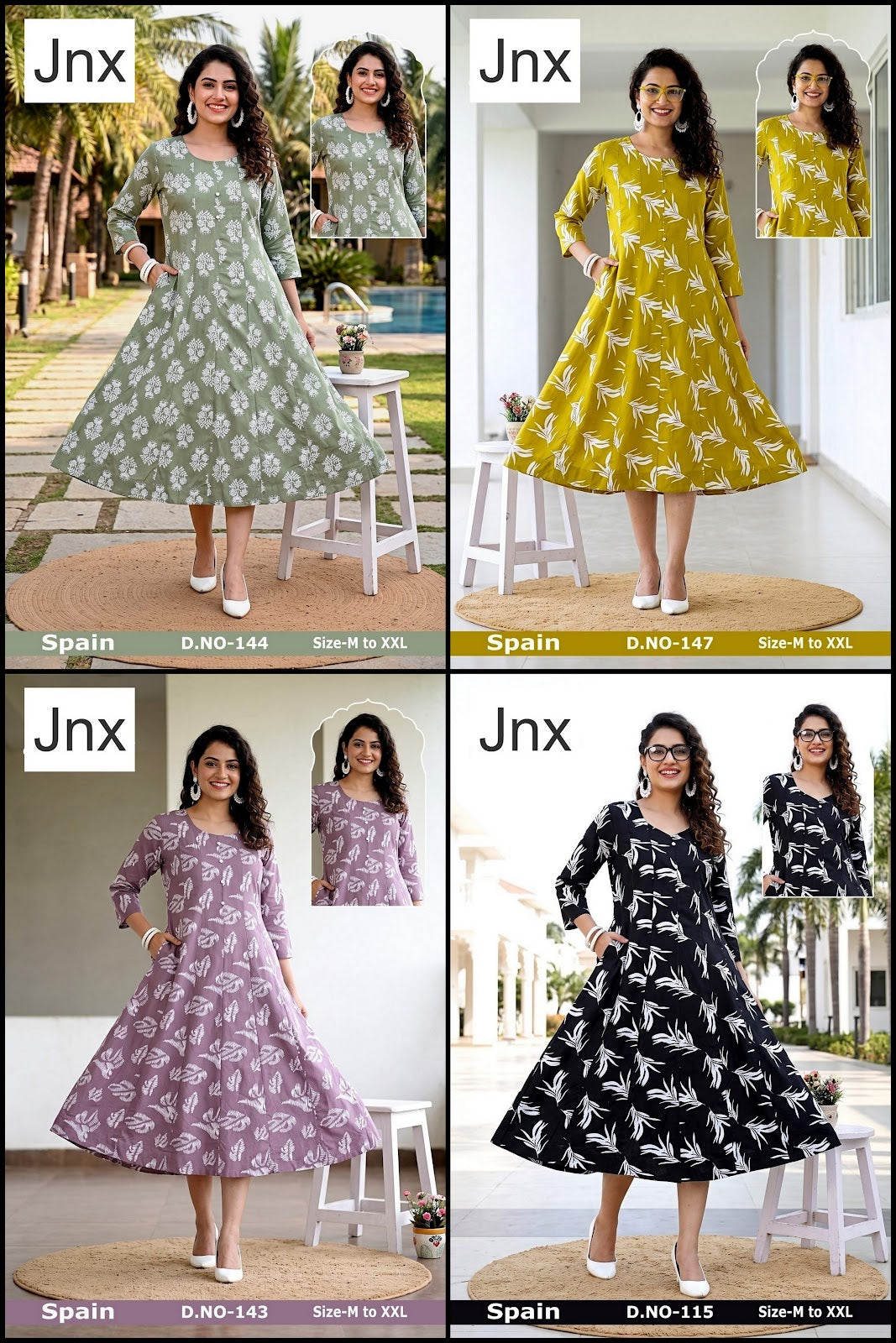 Spain Jnx Rayon 22Kg A-Line Kurti Wholesale Price